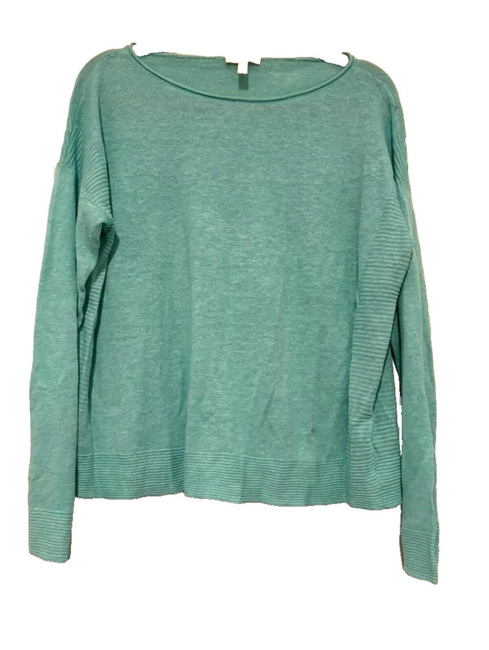 Eileen Fisher sea foam green organic linen shirt/sweater sz M #3425